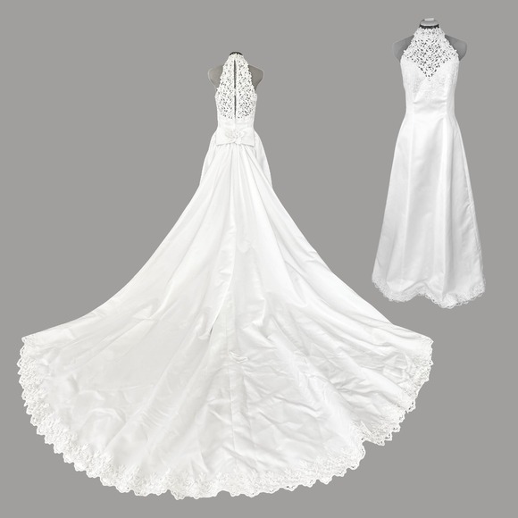 Jasmine Haute Couture Lace Halter Wedding Dress Long Cathedral‎ Remove Train  14 - Picture 1 of 16